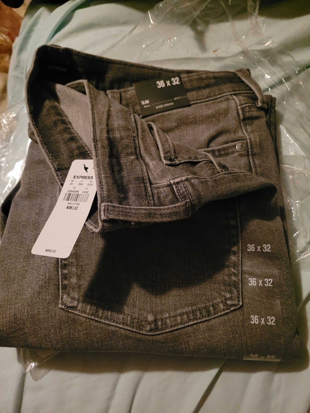 Express Men’s Slim Jeans - Charcoal Gray